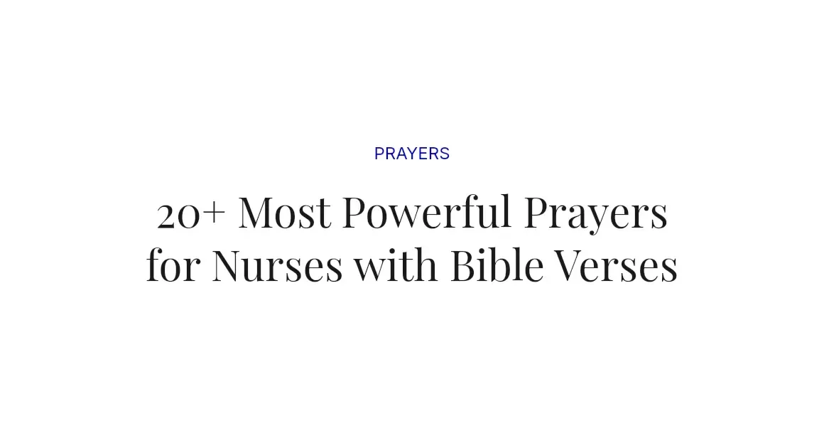 20+ Most Powerful Prayers for Nurses with Bible Verses