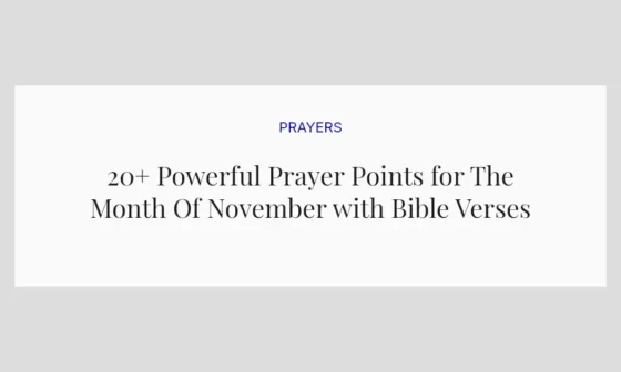 20+ Powerful Prayer Points for The Month Of November with Bible Verses